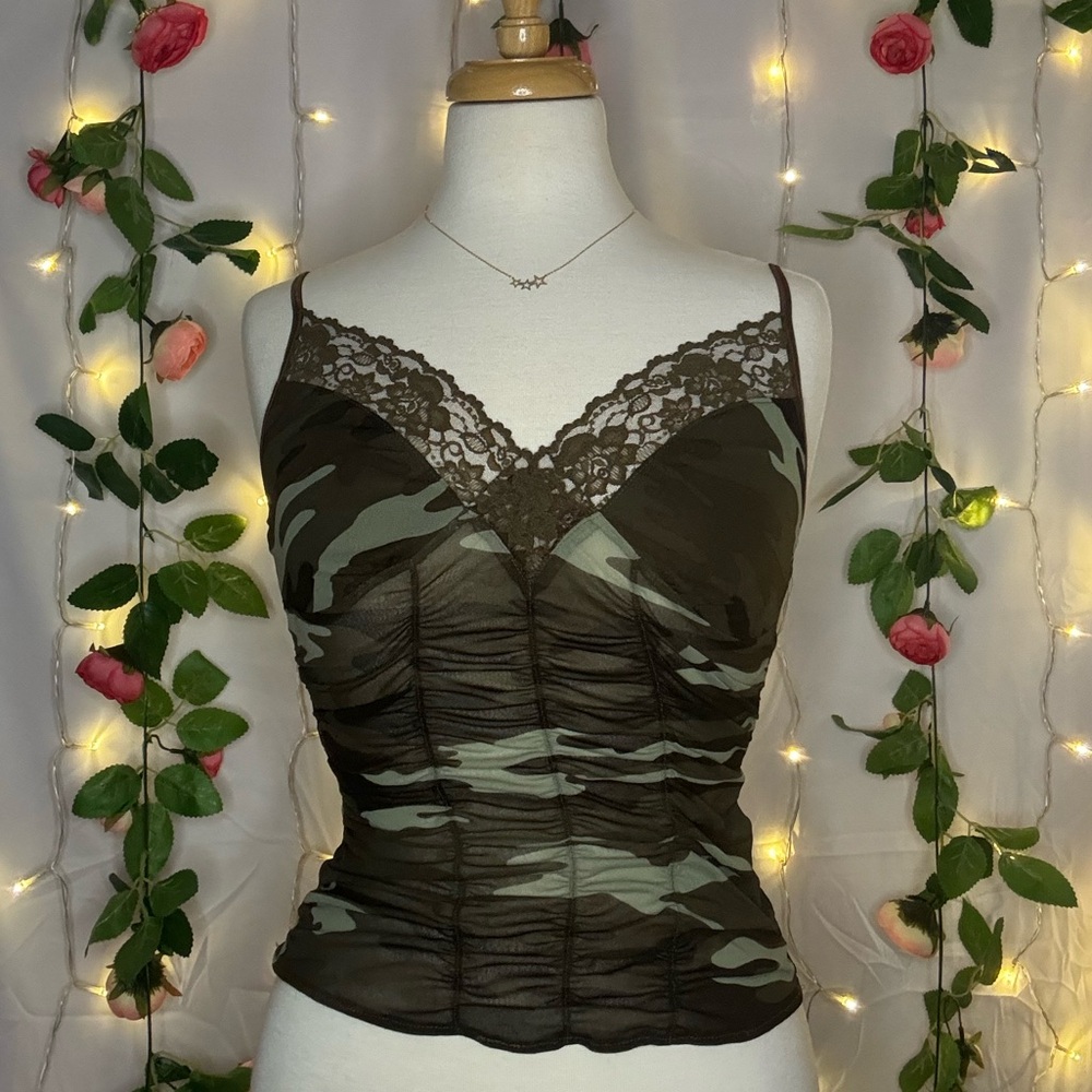 Express Camouflage Lace Trim Camisole
